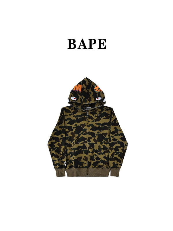 BAPE 1st Camo Shark Full Zip Hoodie Green